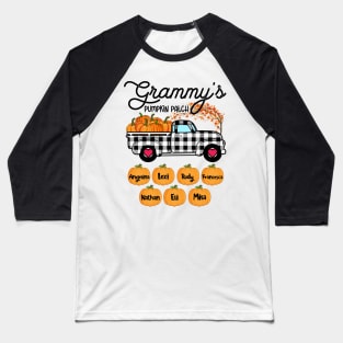 Grammy's Pumpkin Patch Truck Art, Happy Halloween Shirt, Fall Shirt, Grammy Birthday Gift, Personalized Baseball T-Shirt